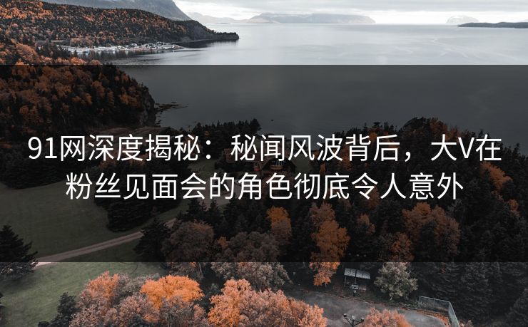 91网深度揭秘：秘闻风波背后，大V在粉丝见面会的角色彻底令人意外  第1张