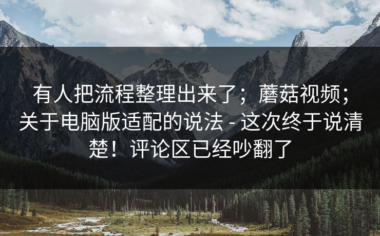 有人把流程整理出来了；蘑菇视频；关于电脑版适配的说法 - 这次终于说清楚！评论区已经吵翻了  第1张