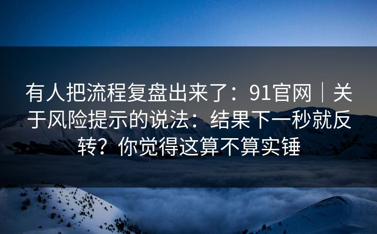 有人把流程复盘出来了：91官网｜关于风险提示的说法：结果下一秒就反转？你觉得这算不算实锤  第1张