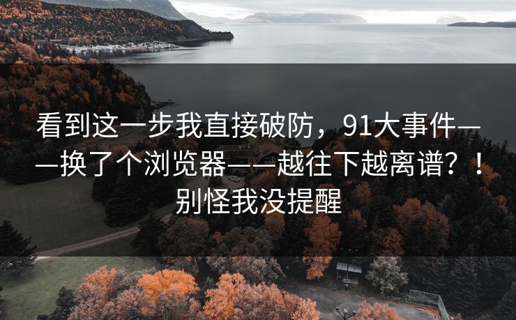 看到这一步我直接破防，91大事件——换了个浏览器——越往下越离谱？！别怪我没提醒  第1张